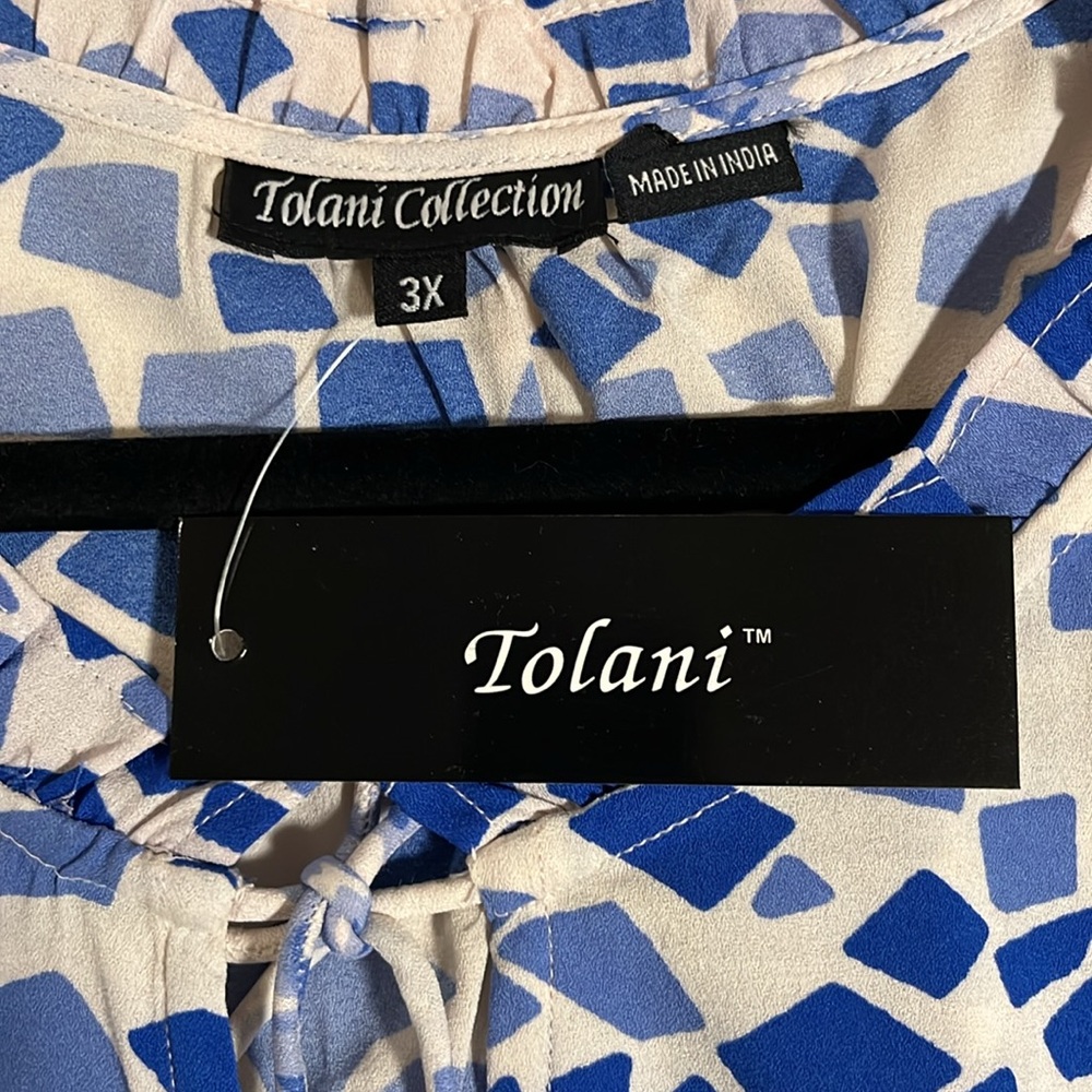 Tolani - Midi Dress, Long sleeves (Blue, Light Blue & White), 3X NWT - Picture 6 of 9